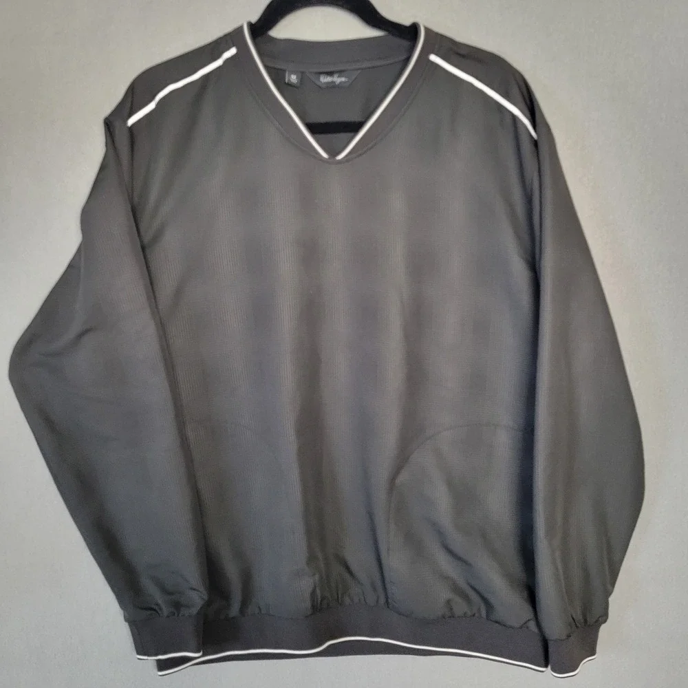 Walter‎ Hagen Mens Black V-Neck Golf Windshirt Pullover Jacket Size M Medium